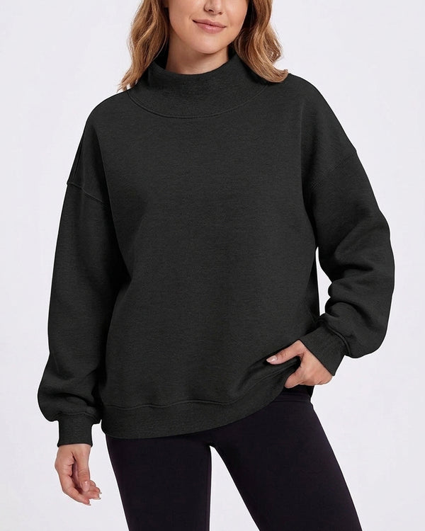Curvvvy™ Oversized Mock Neck Fleece Pullover Sweatshirt