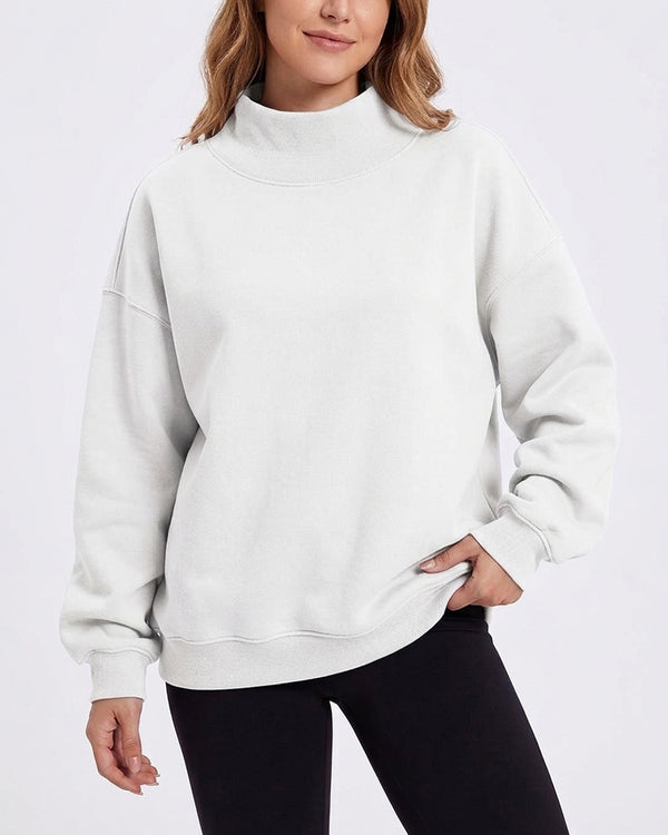 Curvvvy™ Oversized Mock Neck Fleece Pullover Sweatshirt