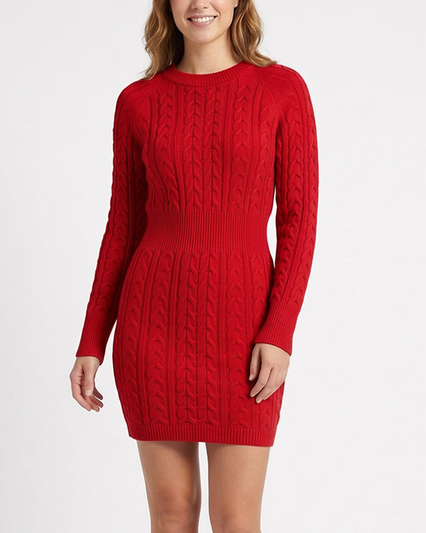 Curvvvy™ Cable Knit Bodycon Sweater Dress