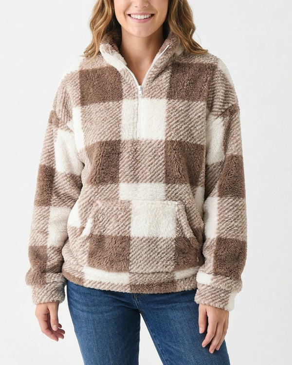 Curvvvy™ Plush Teddy Fleece Quarter-Zip Jacket