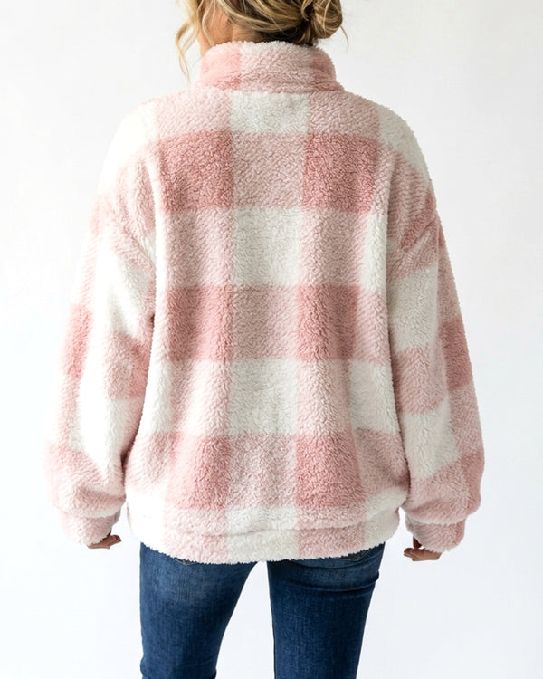 Curvvvy™ Plush Teddy Fleece Quarter-Zip Jacket