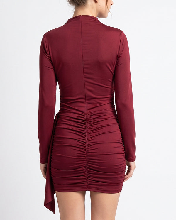 Curvvvy™ Ruched Long Sleeve Bodycon Mini Dress