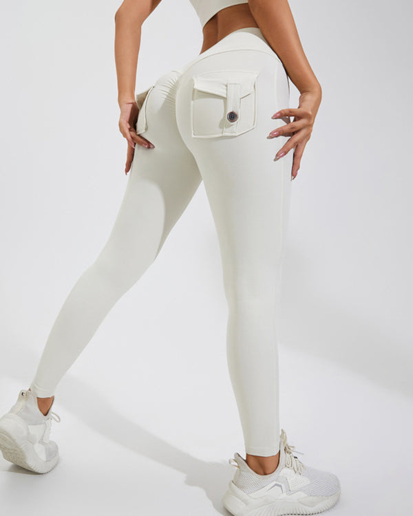 Curvvvy™ High-Waisted Scrunch Booty Cargo Leggings with Pockets