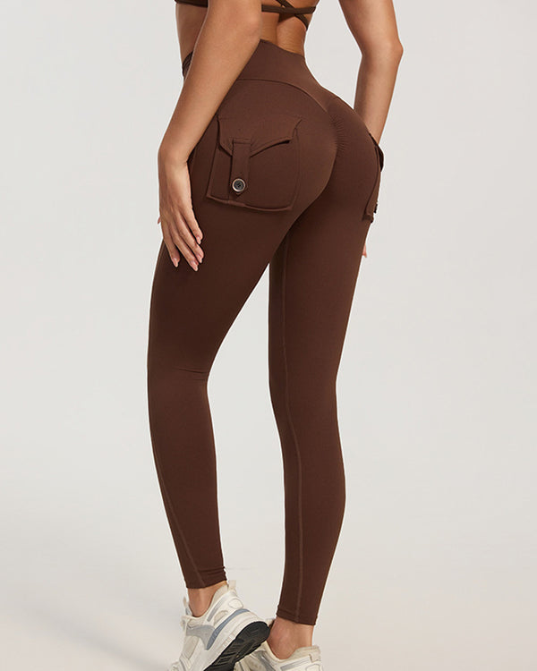 Curvvvy™ High-Waisted Scrunch Booty Cargo Leggings with Pockets