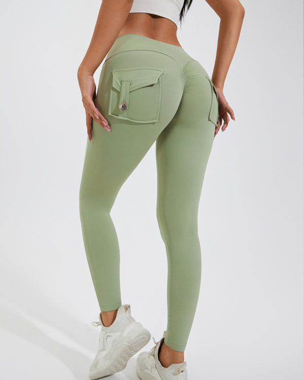 Curvvvy™ High-Waisted Scrunch Booty Cargo Leggings with Pockets