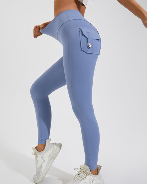 Curvvvy™ High-Waisted Scrunch Booty Cargo Leggings with Pockets