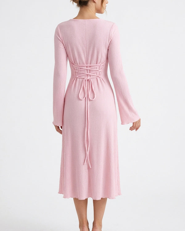Curvvvy™ Figurbetontes Mini-Kleid mit Leopardenmuster und Trompetenärmeln