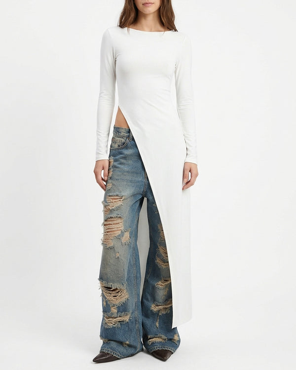 Curvvvy™ Asymmetrical High-Slit Long Top