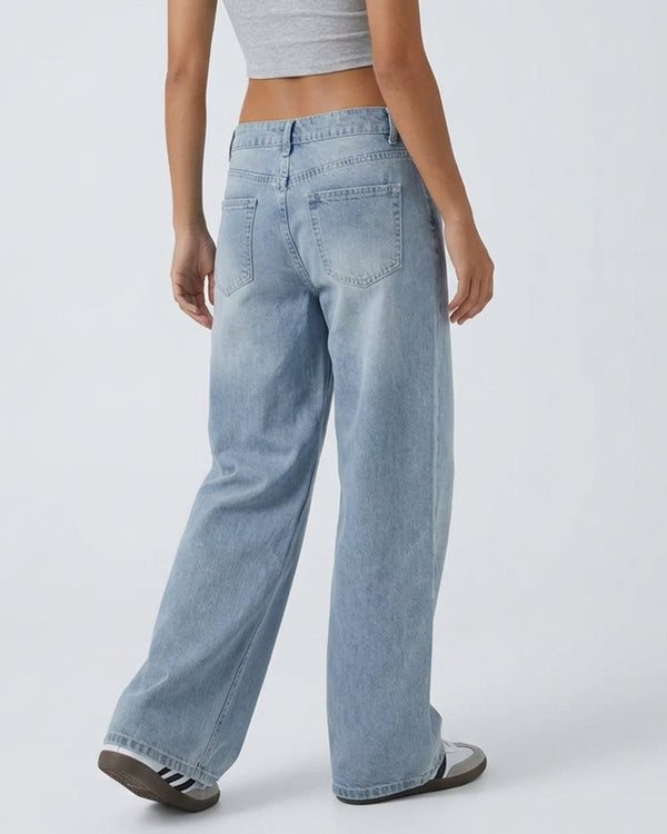 Curvvvy™ High-Waist-Jeans mit weitem Bein in Vintage-Waschung