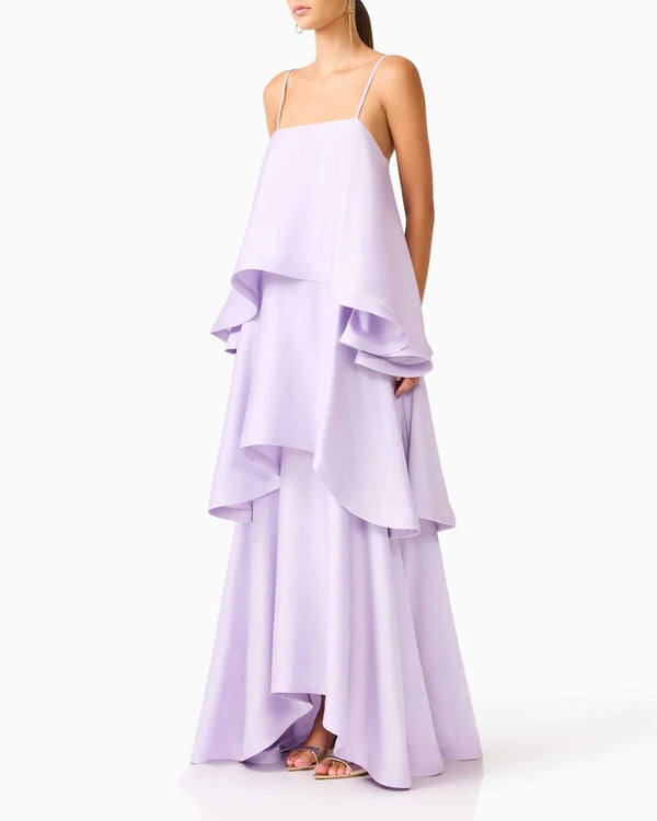 Curvvvy™ Elegant Three-layer Ruffle Sling Maxi Dress
