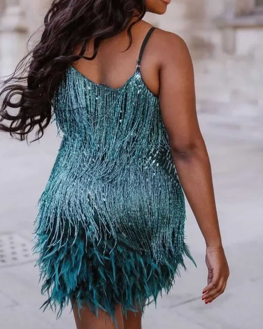 Curvvvy™ Candyfloss Feather Dream Mini Dress