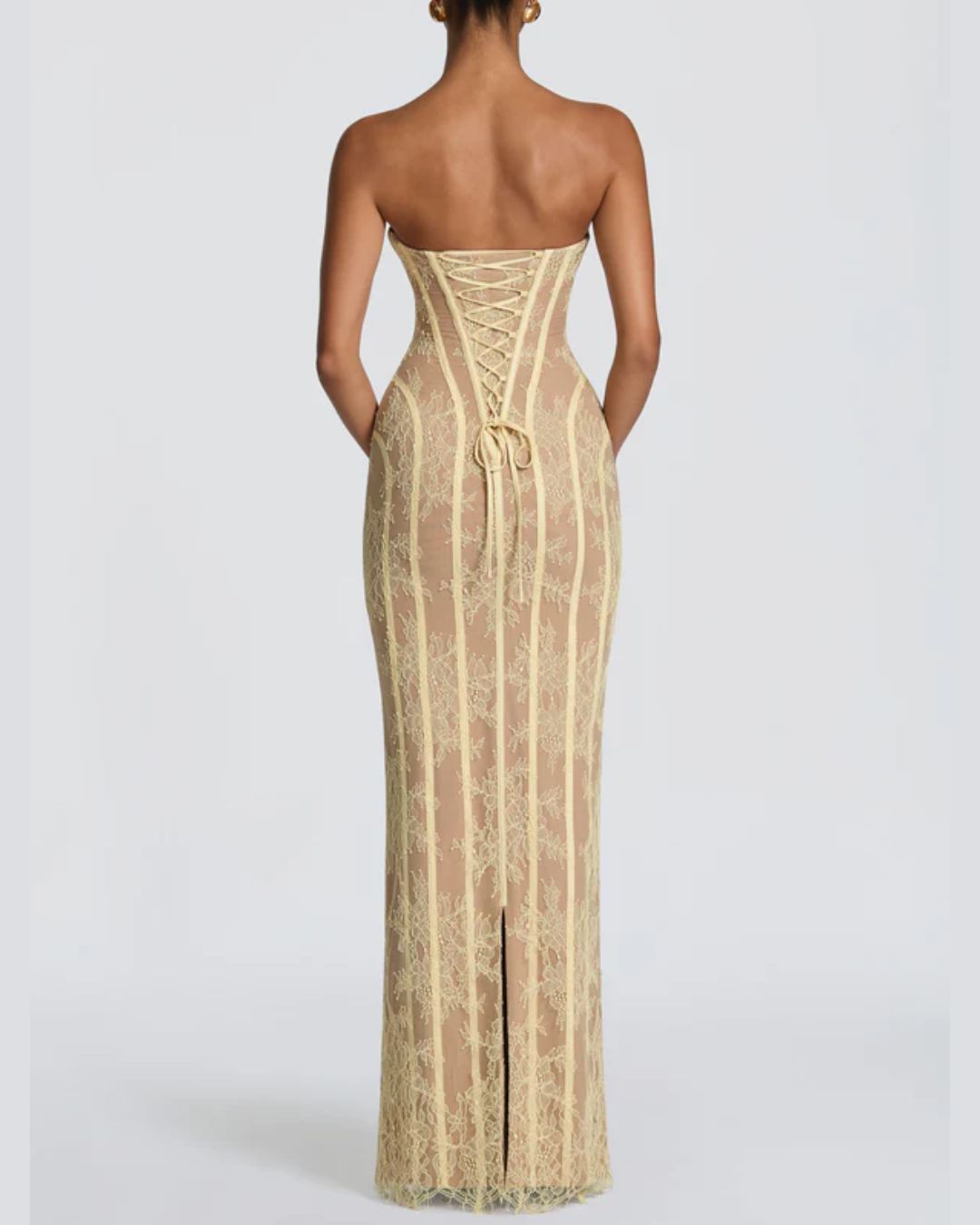 Curvvvy™ Lace Strapless Bodycon Maxi Dress