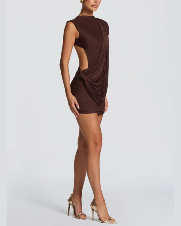 Curvvvy™ Asymmetric Backless Mini Dress