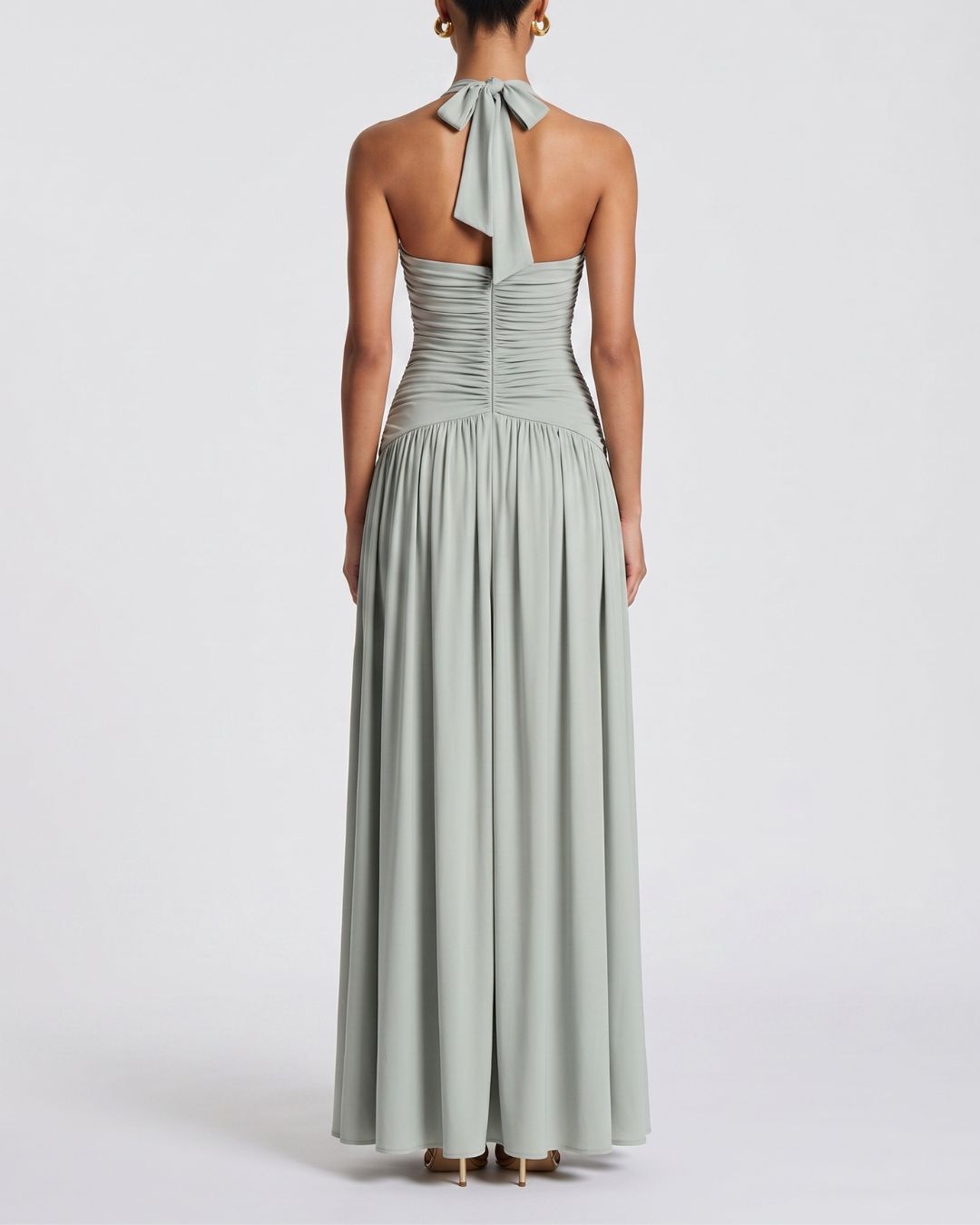 Curvvvy™ Halter High Slit Waist-Cinching Maxi Dress