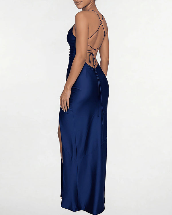 Curvvvy™ High Slit Open Back Maxi Dress