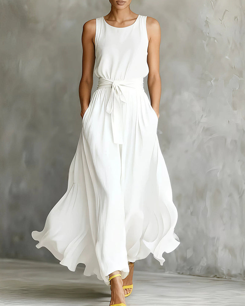 flowy sleeveless maxi dress Curvvvy™ Tie-Waist SS25 spring signatures Colors:Sunflower Sherri Hill 55427 Dress Its breathable