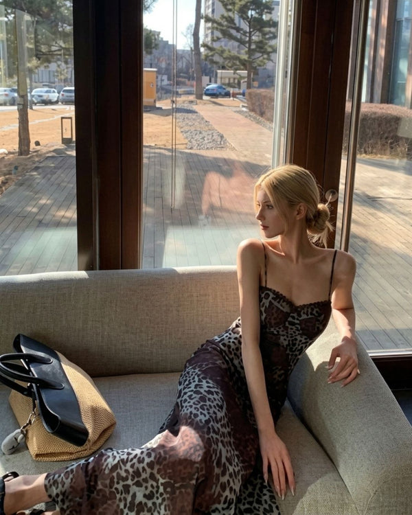 Curvvvy™ Contrast Lace Leopard Floral Cami Maxi Dress