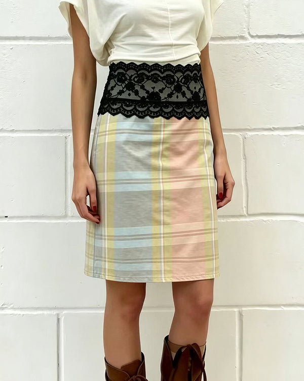 Curvvvy™ Vintage Midirock für den Lagenlook mit Spitzenbesatz
