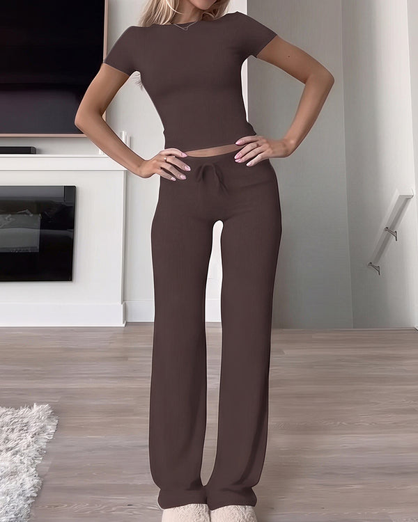 Curvvvy™ Lässiges Set mit schulterfreiem Oberteil und weiter Hose