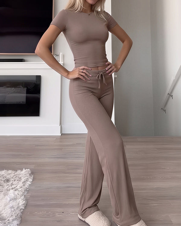 Curvvvy™ Lässiges Set mit schulterfreiem Oberteil und weiter Hose