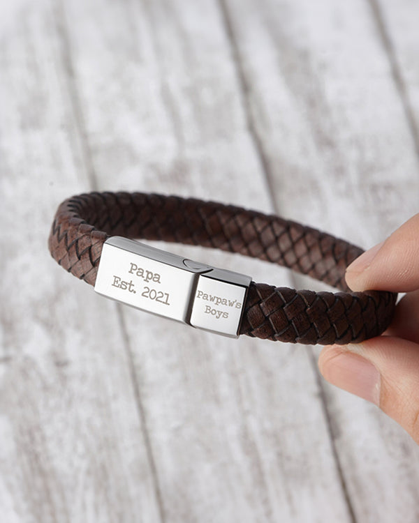 Curvvvy® Custom Personalized Vintage Braided Leather Bracelet
