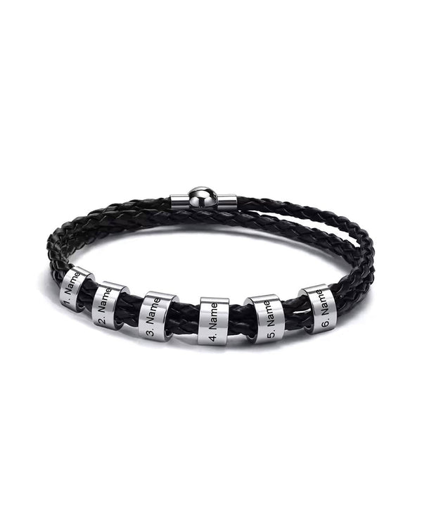 Curvvvy® Personalized Men's Braided Leather Wrap Bracelet