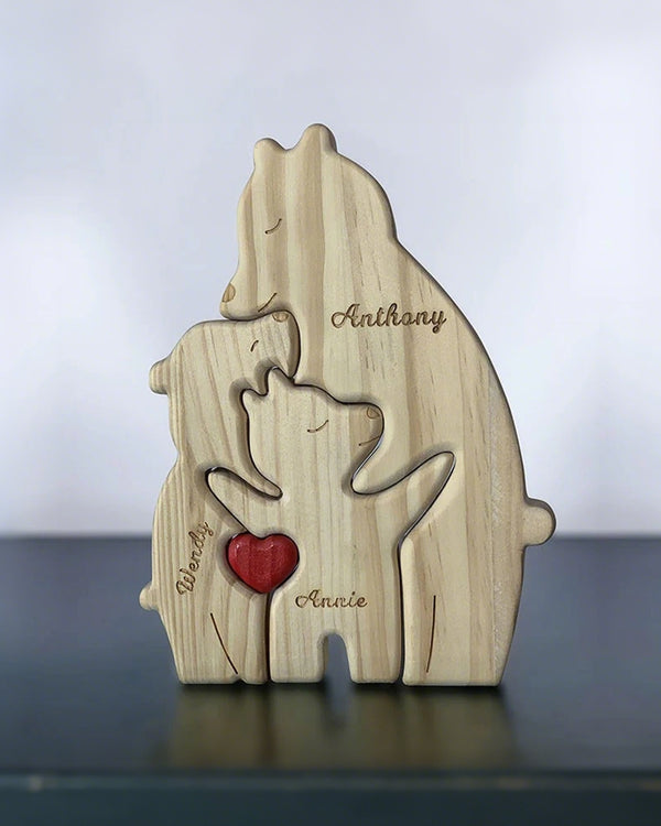 Curvvvy® Personalized Wooden Bear Family Puzzle Custom Name
