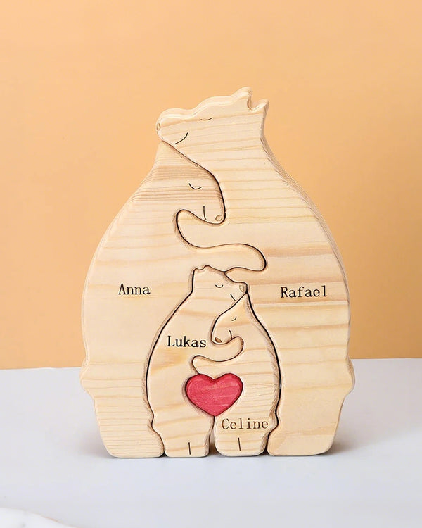 Curvvvy® Personalized Wooden Bear Family Puzzle Custom Name