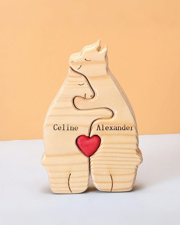 Curvvvy® Personalized Wooden Bear Family Puzzle Custom Name