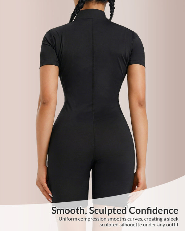 Curvvvy® Short Sleeve Compression Workout Romper