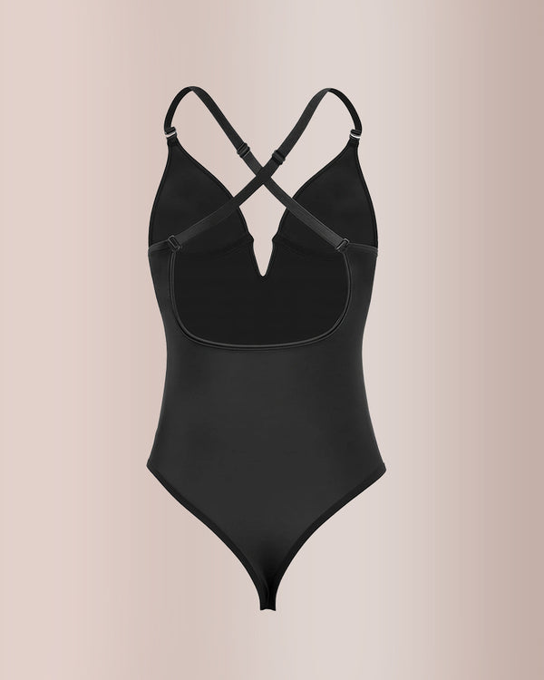 Curvvvy® Deep Plunge Backless Thong Bodysuit Shapewear