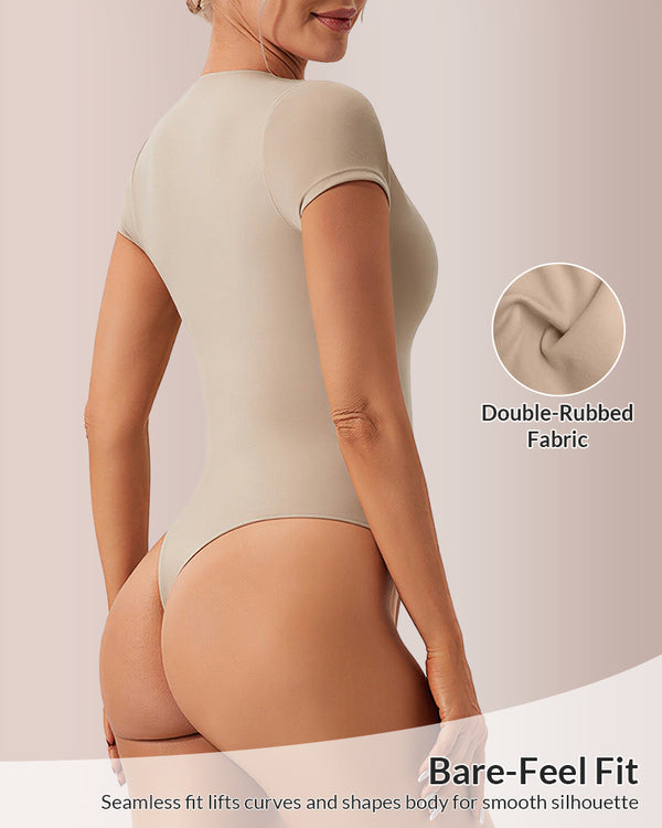 Curvvvy® Seamless Deep-V Short Sleeve Bodysuit