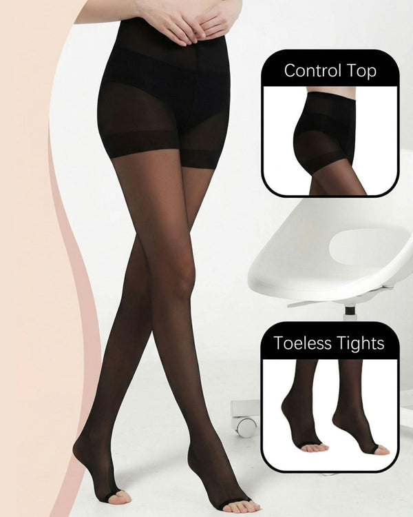 Curvvvy™ Medias sin Puntera Ultrafinas 20D con Control