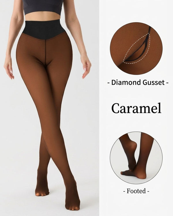 Curvvvy™ High-Waisted Thermal Sheer-Look Fleece-Lined Tights