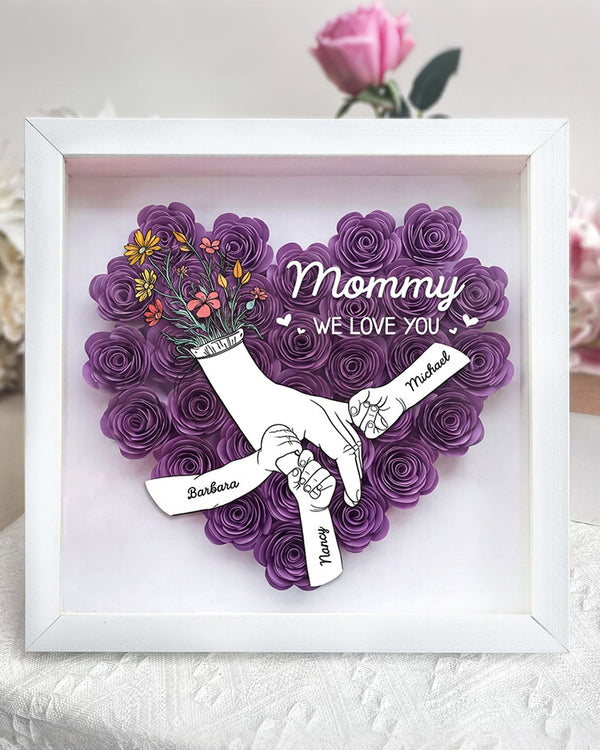 Curvvvy® Personalized 'We Love You Mom' 3D Rose Floral Shadow Box Frame