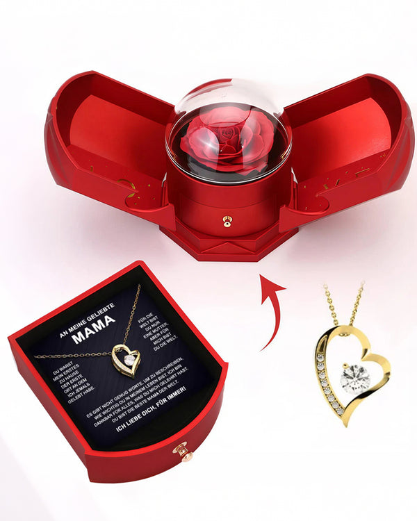 Curvvvy® Sparkling Heart Necklace & Rotating Rose Box-For My Mom