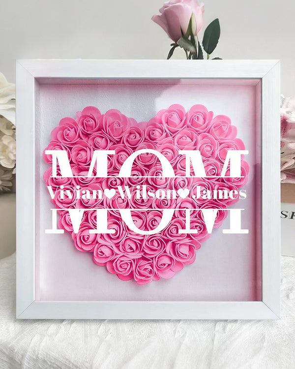 Curvvvy® Personalized 'MOM' Wooden Photo Frame – Rose Gift Box