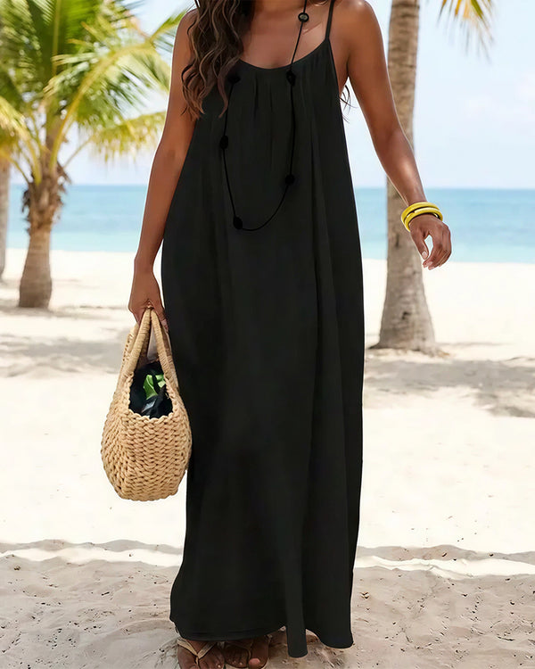 Curvvvy® CozyWear – Solid Color Backless Cami Dress