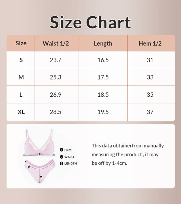 Curvvvy® Women's Lace Trim Wirefree Lightweight Underwear Set