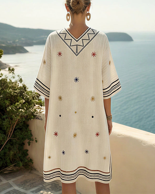 Curvvvy® Fairy Collar Printed Beach Dress