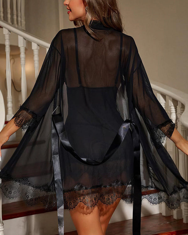 Curvvvy® Sheer Lace Sleepwear Set