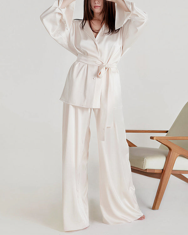 Curvvvy® Serenity Satin 2-Piece Wrap Loungewear Set