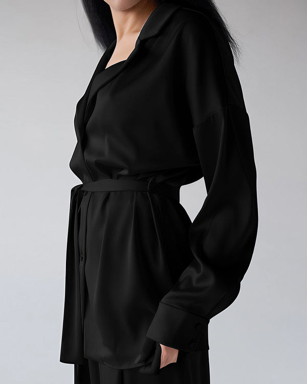 Curvvvy® Serenity Satin 2-Piece Wrap Loungewear Set