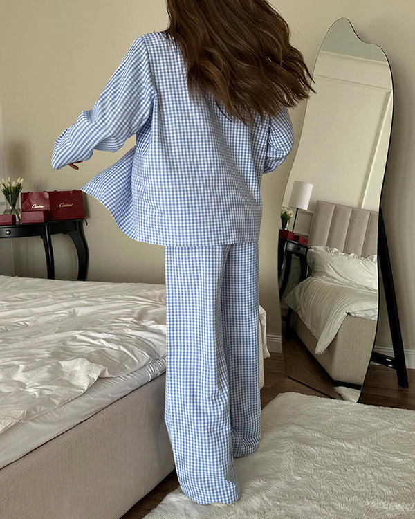 Curvvvy® Classic Gingham Long Sleeve Pajama Set