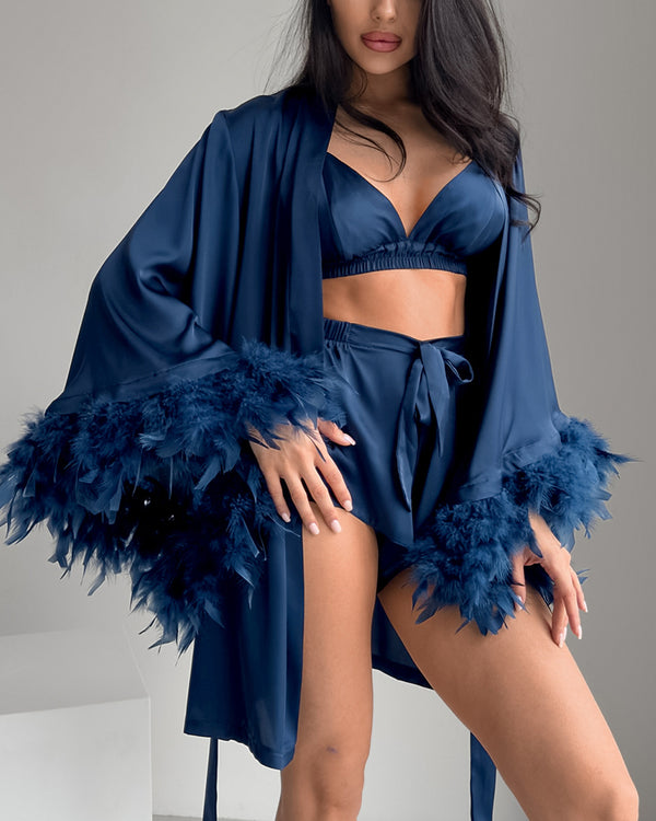 Curvvvy® CozyWear – Schwarzes Langarm-Pyjama-Set mit Hose