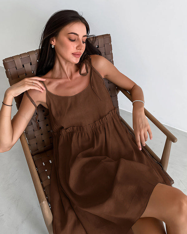 Curvvvy® Effortless Cotton Linen Babydoll Lounge Dress