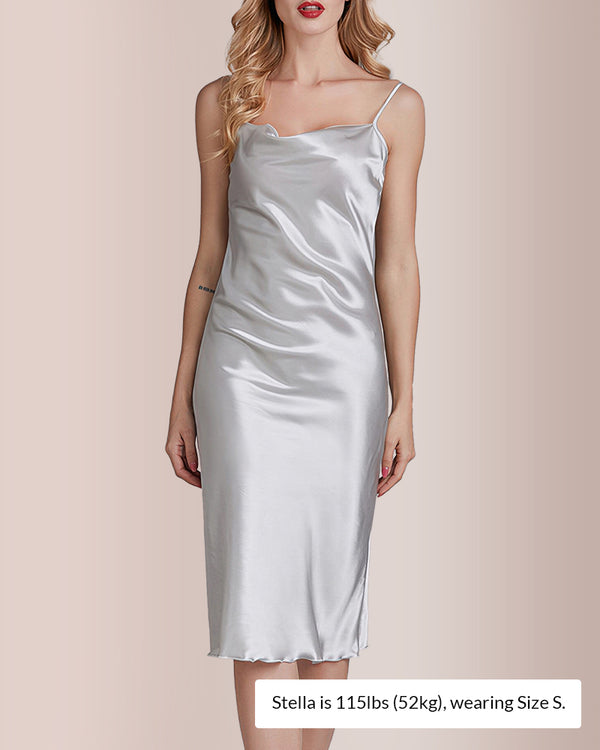 Curvvvy® Elegant Cowl Neck Satin Slip Dress
