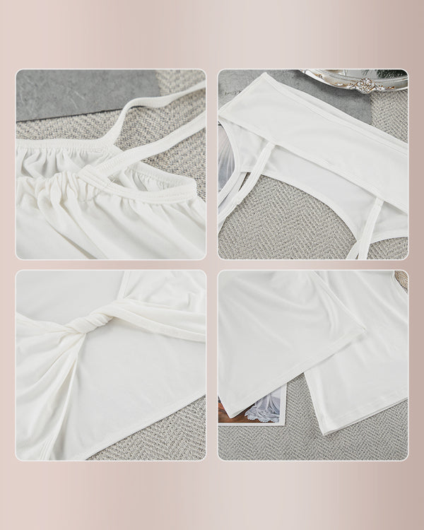 Curvvvy® Elegant Cutout 3-Piece Wide-Leg Lounge Set