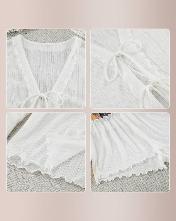 Curvvvy® Tie-Front Long Sleeve Loungewear Set