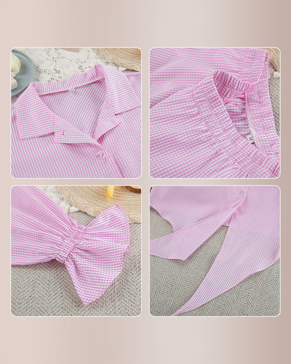 Curvvvy® Sweetheart Pink Plaid Ruffle 2-Piece Loungewear Set